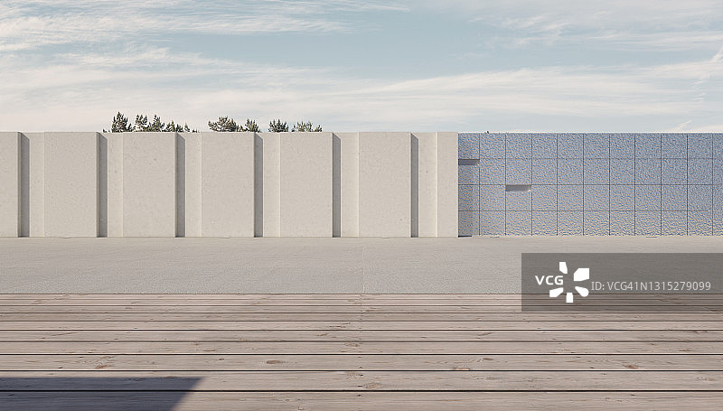 大理石和不锈钢墙前的空旷广场图片素材