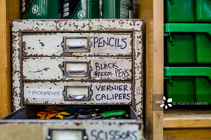 带标签的旧金属文件柜图片素材