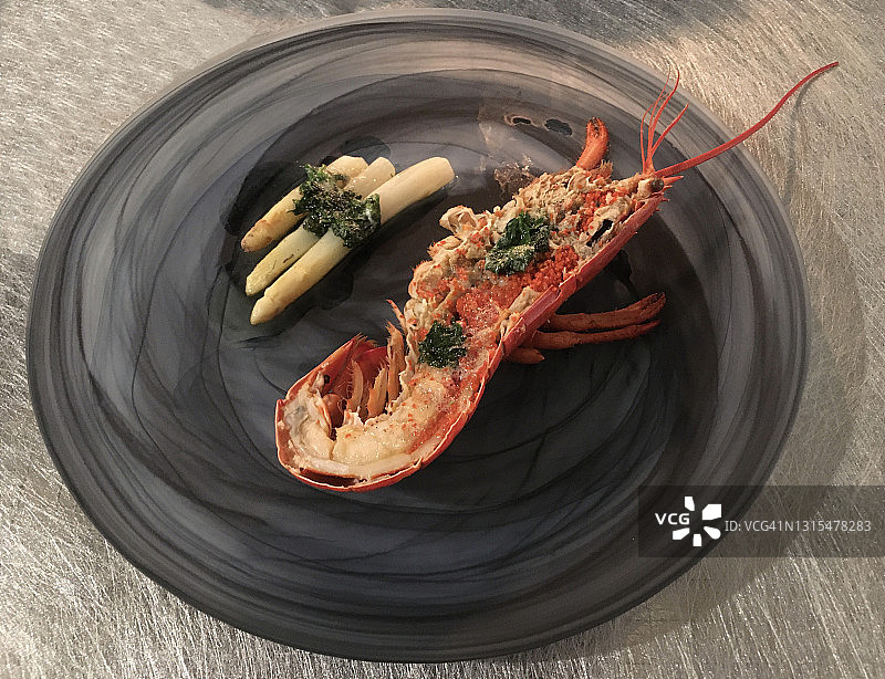 龙虾与白芦笋图片素材