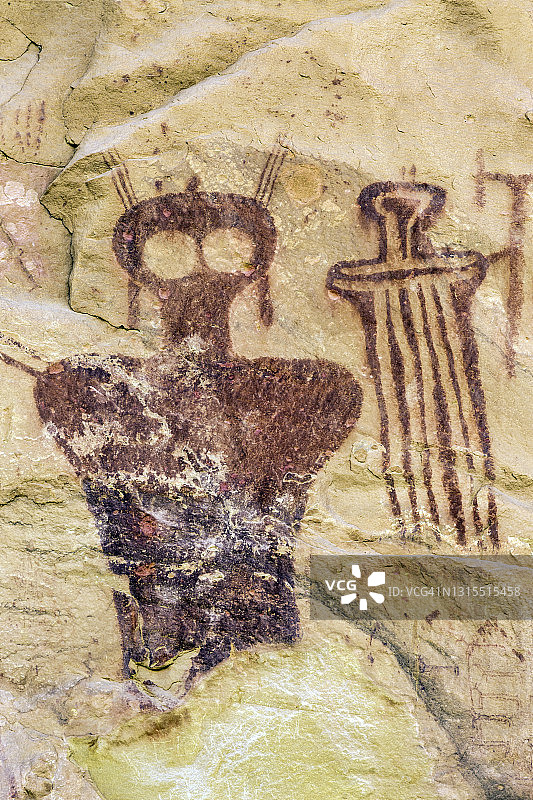 犹他州塞戈峡谷的屏障峡谷风格美洲原住民岩画图片素材