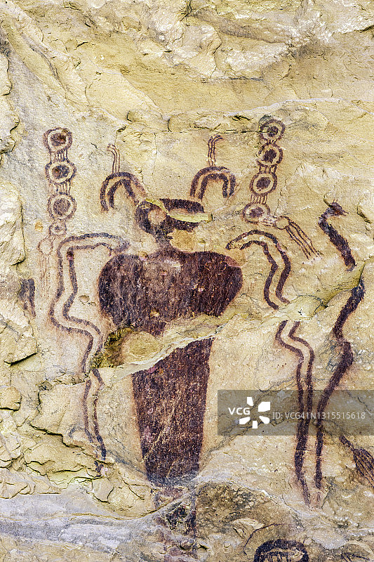 犹他州塞戈峡谷的屏障峡谷风格美洲原住民岩画图片素材