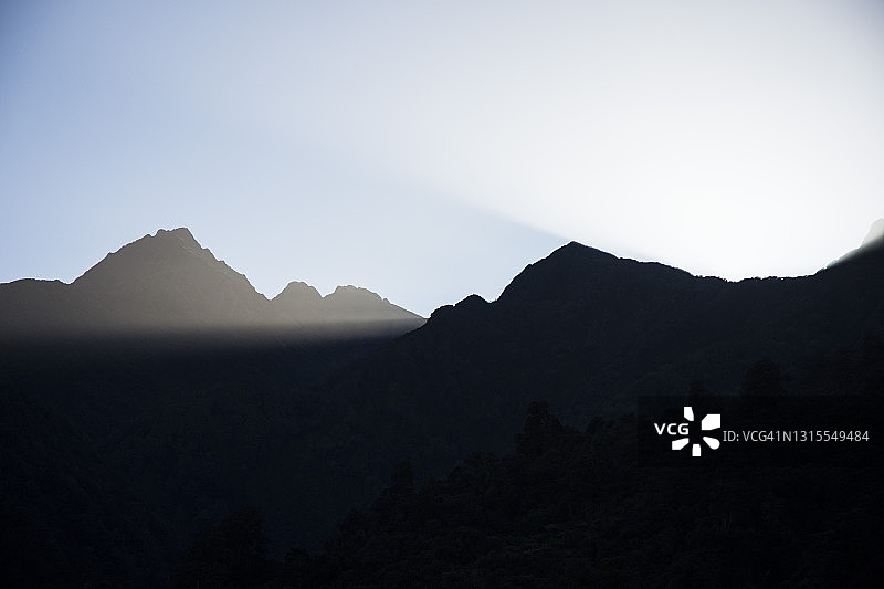晨曦照耀下的山脉轮廓图片素材