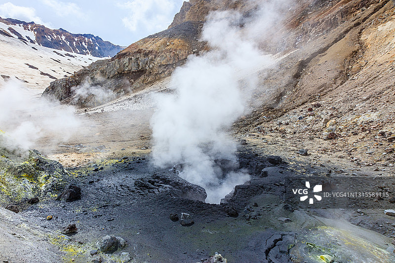 穆特诺夫斯基火山：位于俄罗斯堪察加半岛南部的复杂火山图片素材