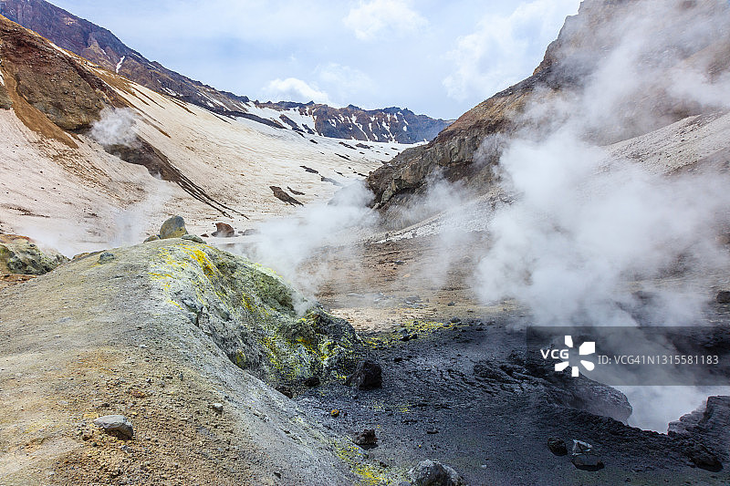 穆特诺夫斯基火山：位于俄罗斯堪察加半岛南部的复杂火山图片素材