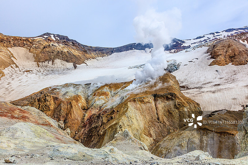 穆特诺夫斯基火山：位于俄罗斯堪察加半岛南部的复杂火山图片素材