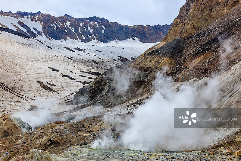 穆特诺夫斯基火山：位于俄罗斯堪察加半岛南部的复杂火山图片素材