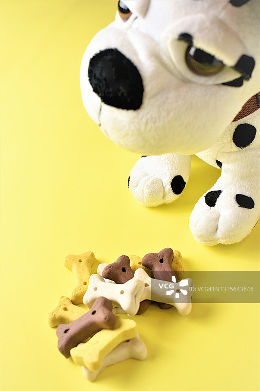 带有狗骨头的达尔马提亚玩具小狗图片素材