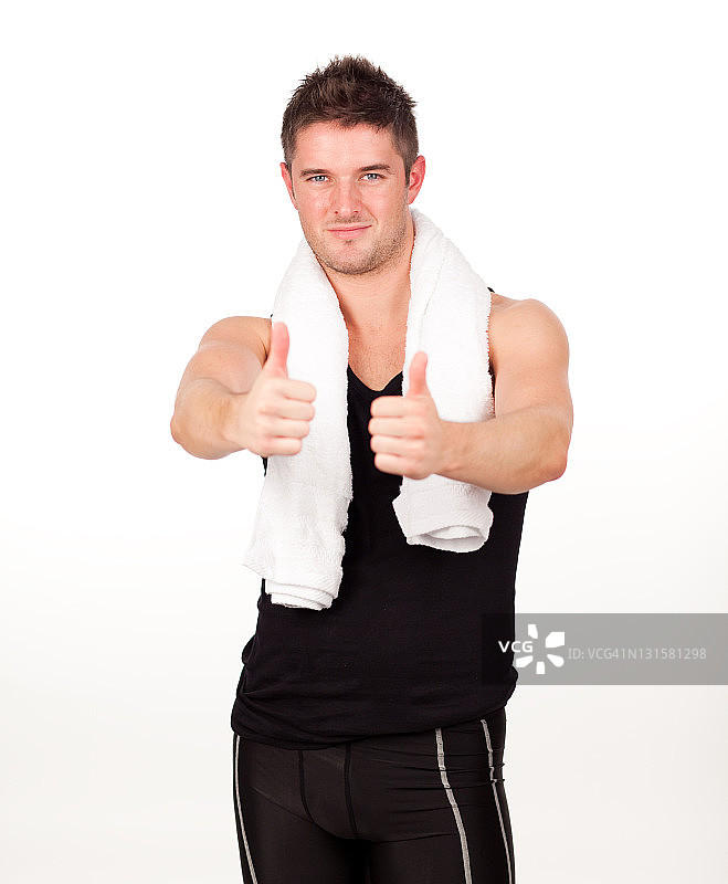 竖起大拇指的运动男人图片素材