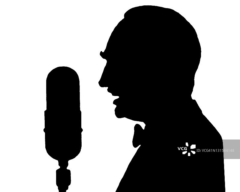 在麦克风前的男子轮廓图片素材