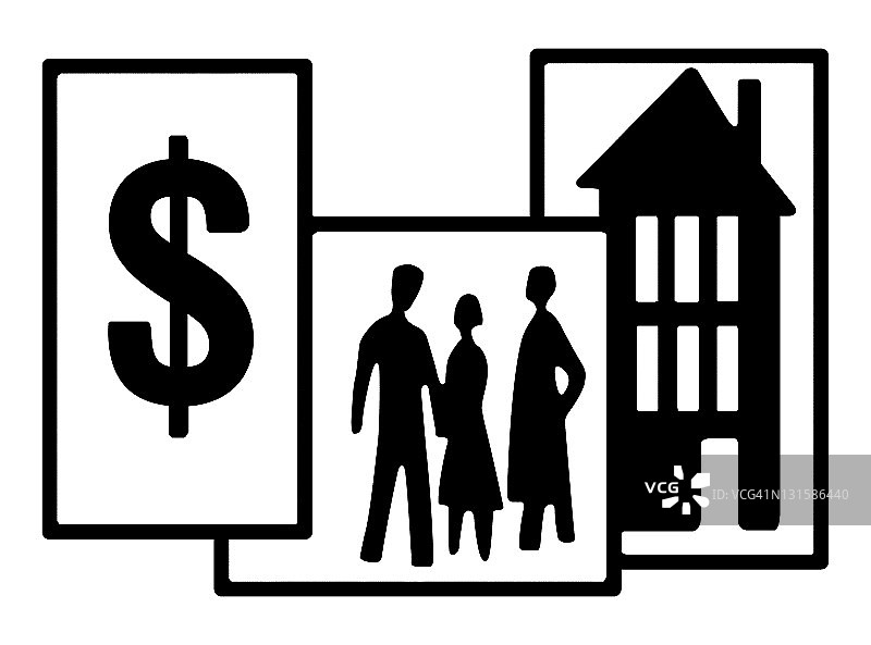 金钱、房屋和家庭图片素材