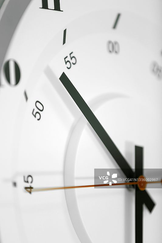 时钟表盘与秒针特写图片素材