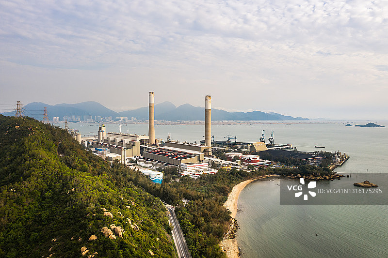 香港电站的无人机视角图片素材