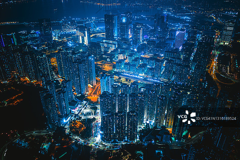 夜间高密度住宅图片素材