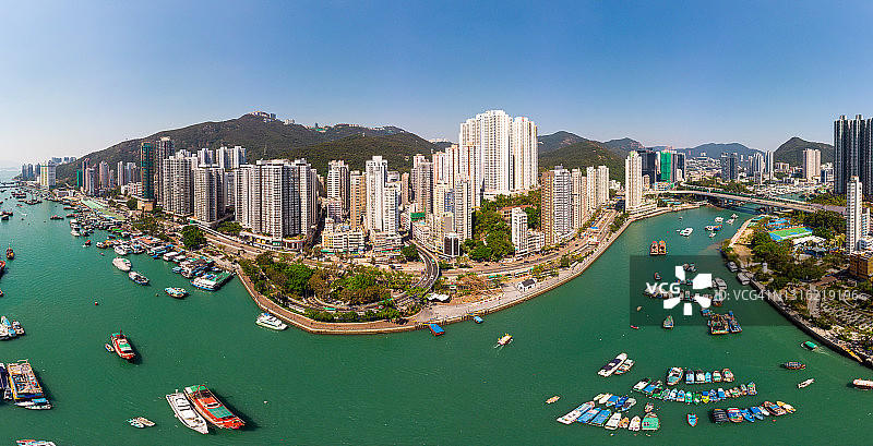 中国香港香港仔城市全景航拍图片素材
