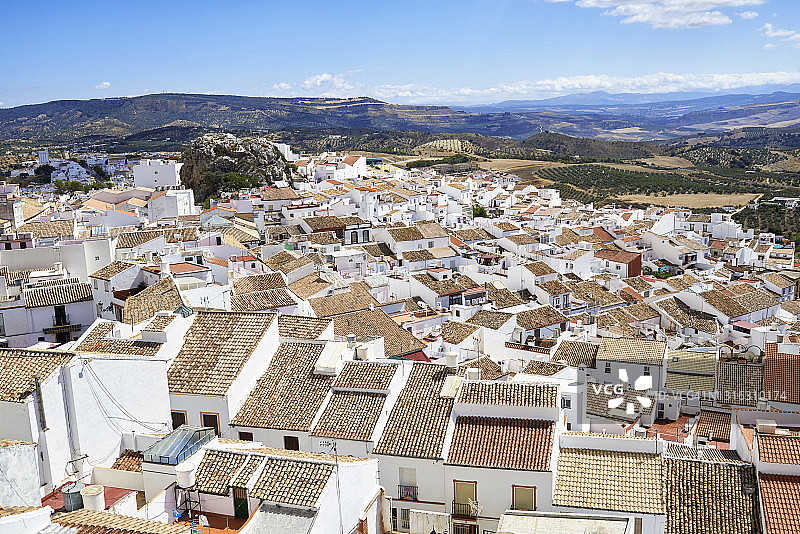 西班牙卡迪斯奥尔维拉白色村庄风光图片素材