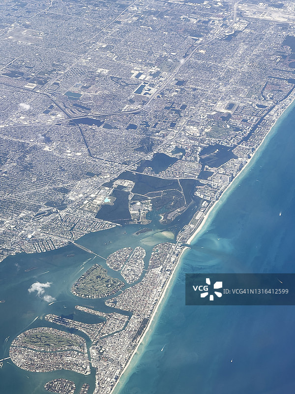 美国东部迈阿密市中心建筑鸟瞰图图片素材