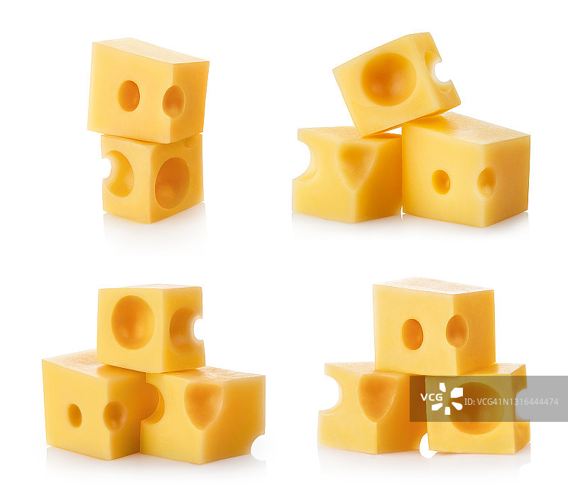 白色背景上的奶酪块图片素材