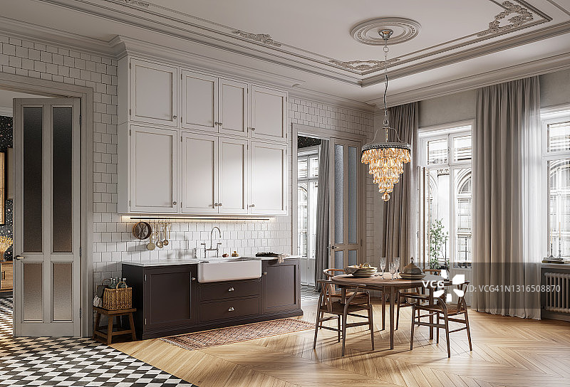 现代厨房室内设计图片素材