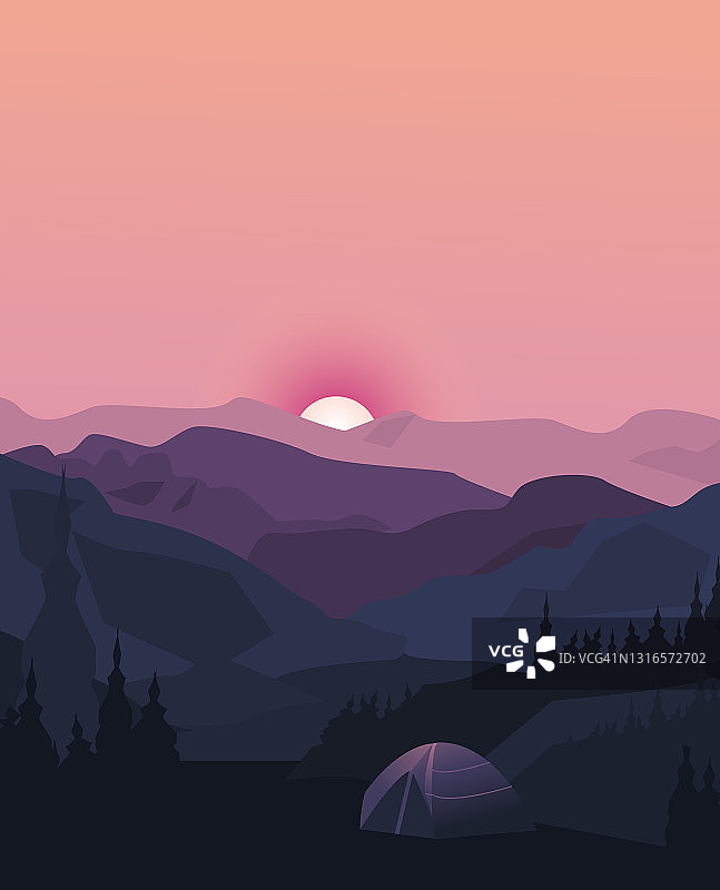 山地夏季露营矢量图图片素材