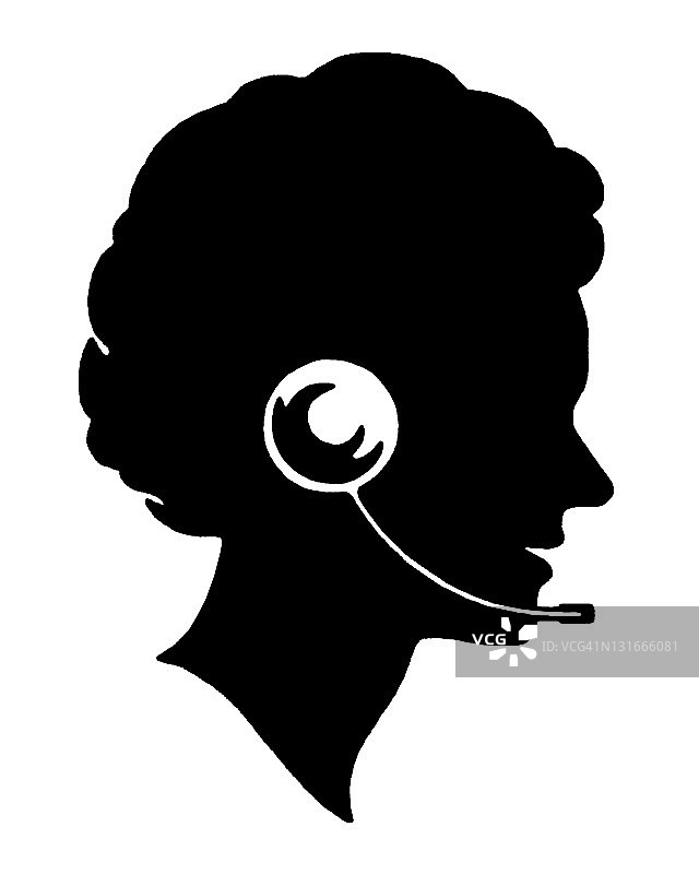 戴着耳机的女人轮廓图片素材