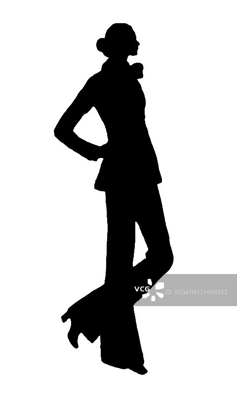 穿着喇叭裤的女人的轮廓图片素材