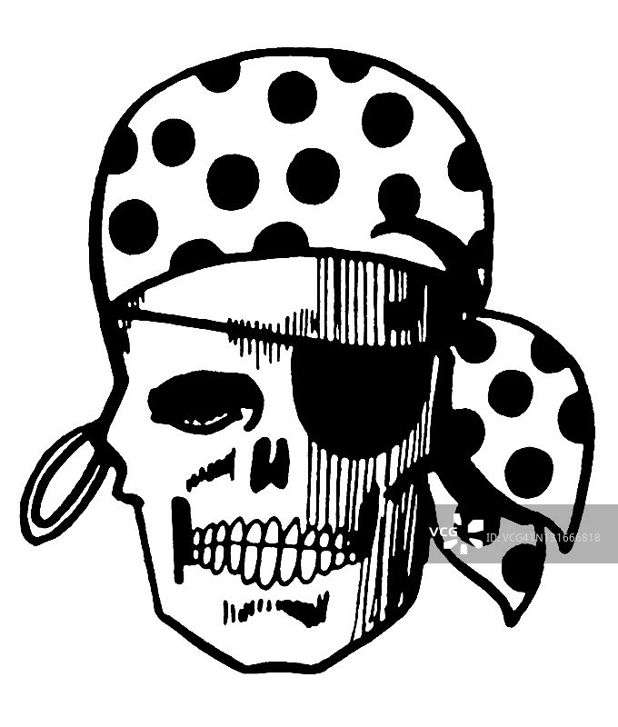 戴着眼罩的海盗骷髅图片素材