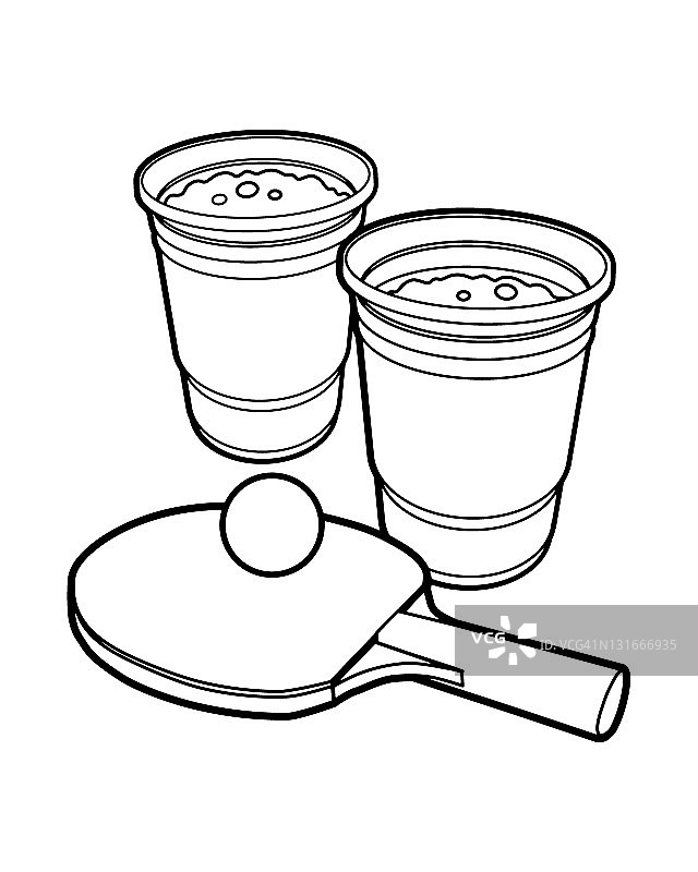 两杯啤酒和乒乓球图片素材