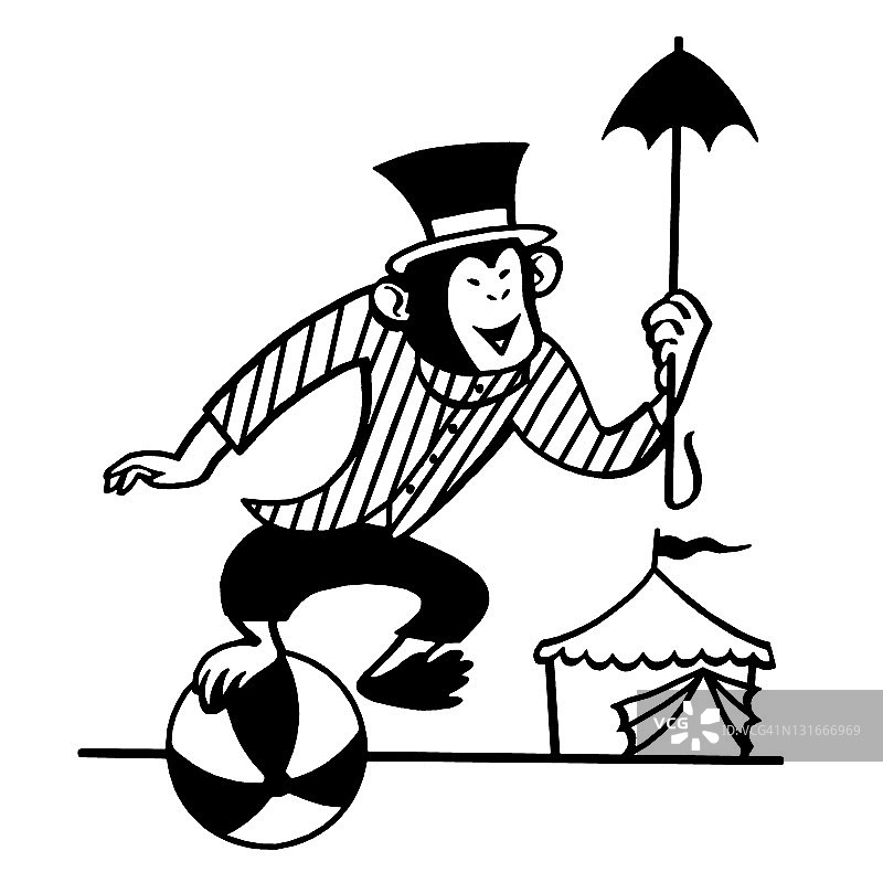 球上表演的猴子图片素材