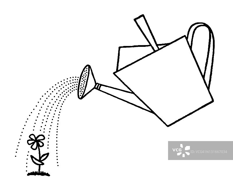 浇水壶和花朵图片素材