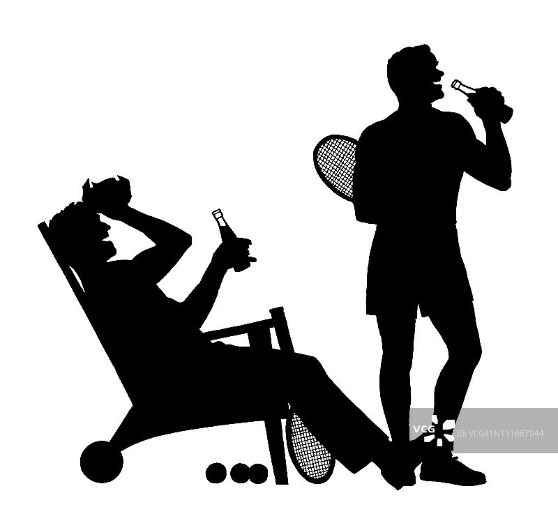 男士网球后休息图片素材