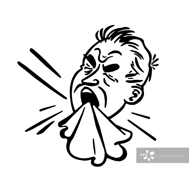 男人打喷嚏图片素材