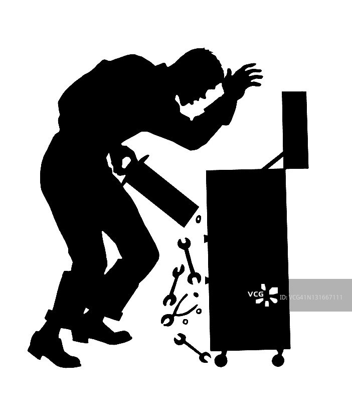 男人从工具箱中取出工具图片素材