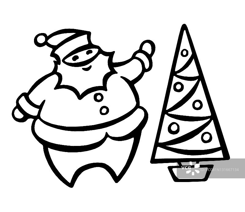 圣诞老人和圣诞树图片素材