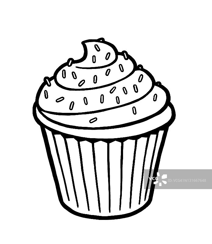 顶部洒有糖屑的纸杯蛋糕图片素材