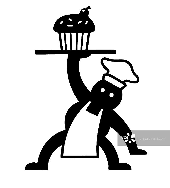 拿着纸杯蛋糕的面包师图片素材