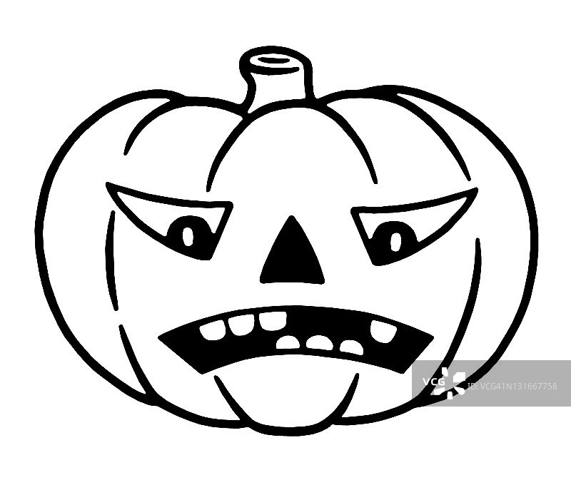 皱眉的万圣节南瓜灯图片素材