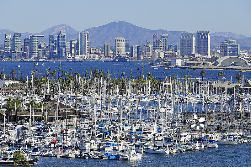 圣迭戈天际线与海湾图片素材