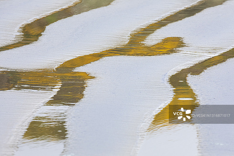 湿沙滩上的倒影图片素材