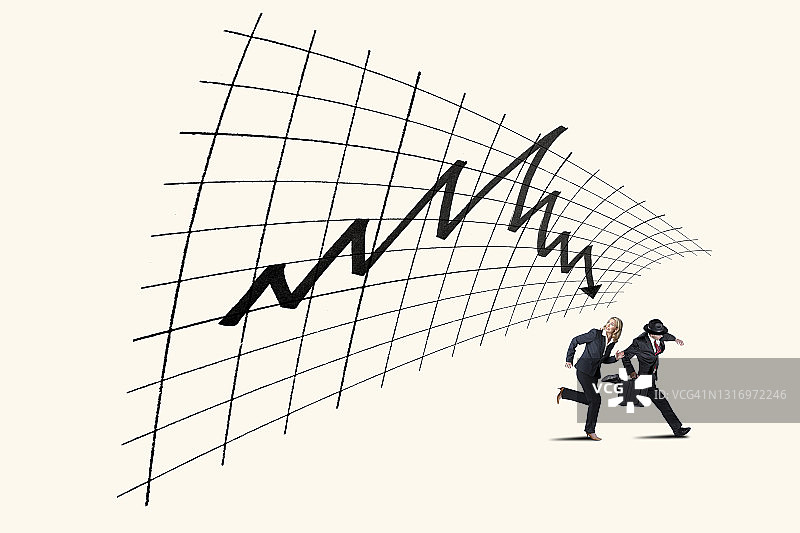 男女逃离股市暴跌图片素材