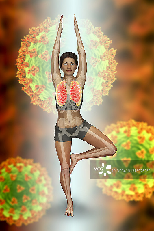 瑜伽预防病毒概念插画图片素材