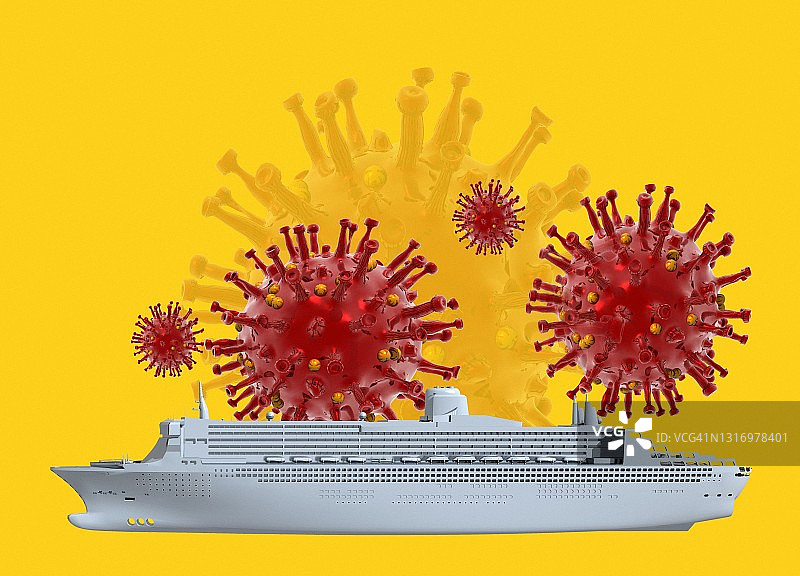 游轮上的新冠病毒爆发概念图图片素材