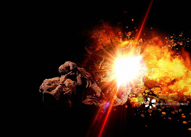 小行星撞击示意图图片素材