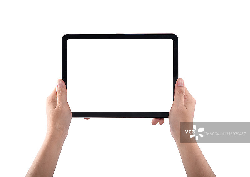 手持黑色平板电脑图片素材