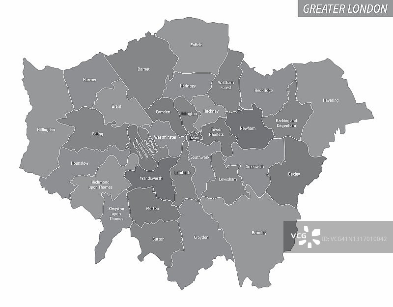 大伦敦行政地图图片素材