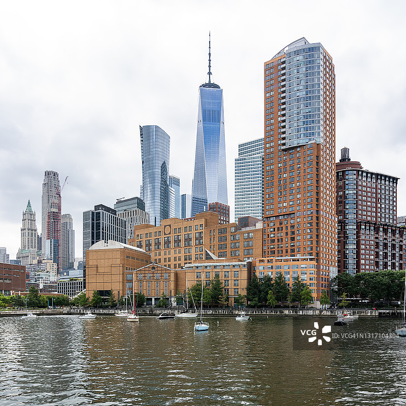 纽约世贸中心哈德逊河公园景观图片素材
