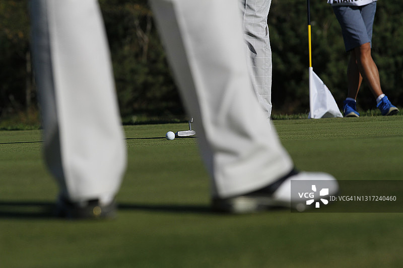 仰视绿地上的高尔夫球图片素材