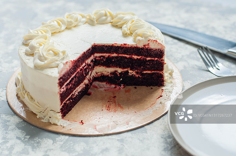 一片红色天鹅绒蛋糕图片素材