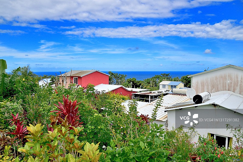 留尼汪岛东南部：布瓦布兰克海边的克里奥尔房屋图片素材