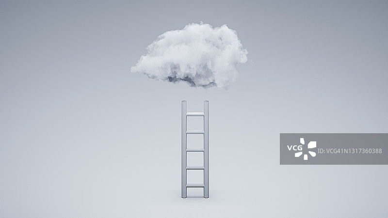 通往云端的竖向梯子图片素材