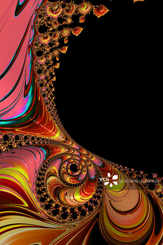 黑色背景上的3D渲染彩色抽象图像图片素材